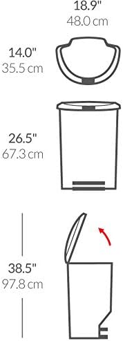 simplehuman 50 Liter / 13 Gallon Semi-Round Kitchen Step Trash Can with Secure Slide Lock, Black Plastic