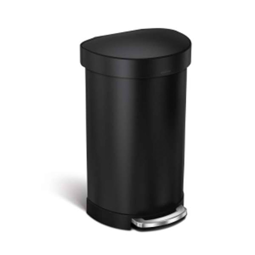 simplehuman 45 Liter/ 12 Gallon Semi-Round Hands-Free Step Trash Can, Brushed