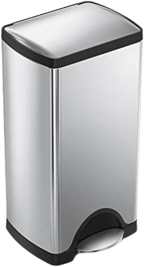 simplehuman 38 Liter / 10 Gallon Rectangular Kitchen Step Trash Can, Brushed Stainless Steel