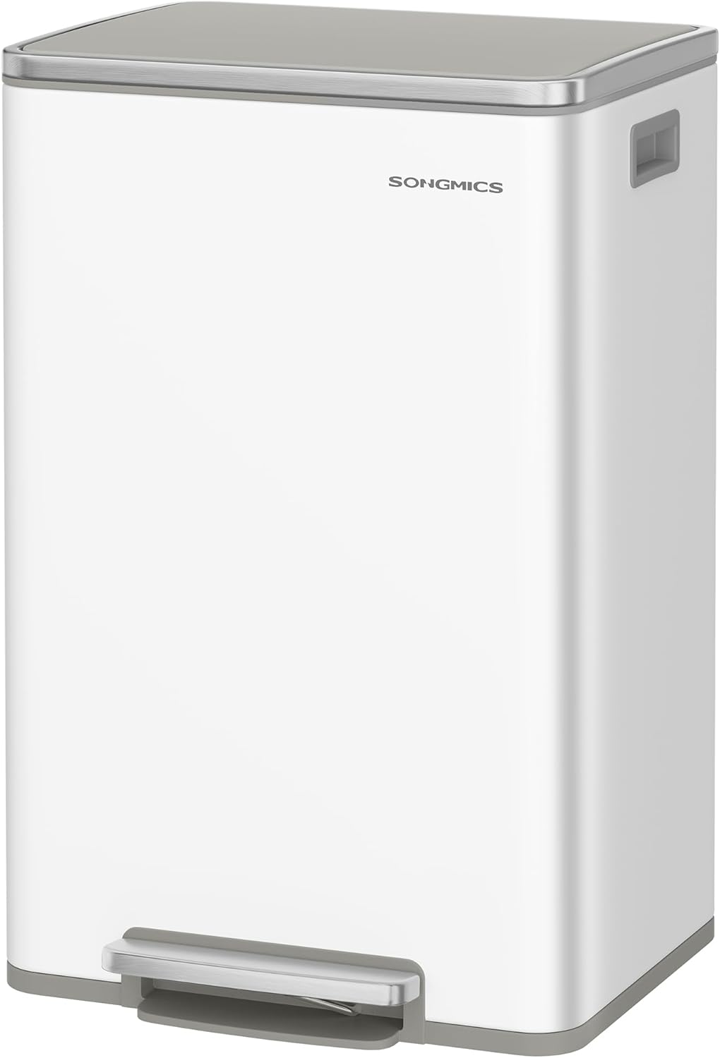 SONGMICS Trash Can, 13-Gallon Gabbage Can, with 15 Trash Bags, Stainless Steel, with Soft-Close Lid, Removable Inner Bucket, Handles, Silver ULTB595E01