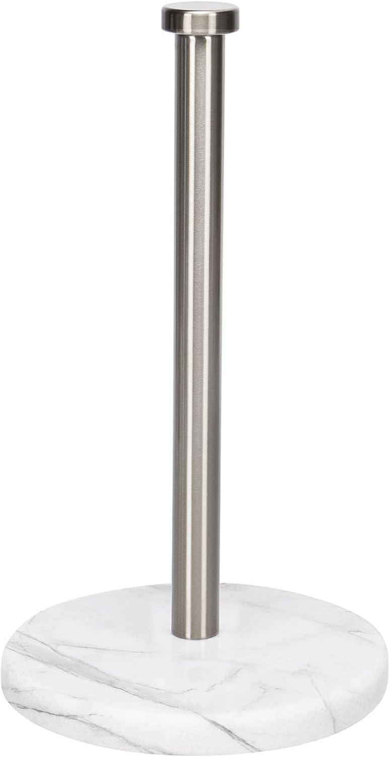 NearMoon Standing Paper Towel Holder, Kitchen Paper Towel Tissue Holder- for Bathroom Countertop, Standard or Jumbo-Sized Roll Paper (with Stainless Steel Base, Brushed Nickel)