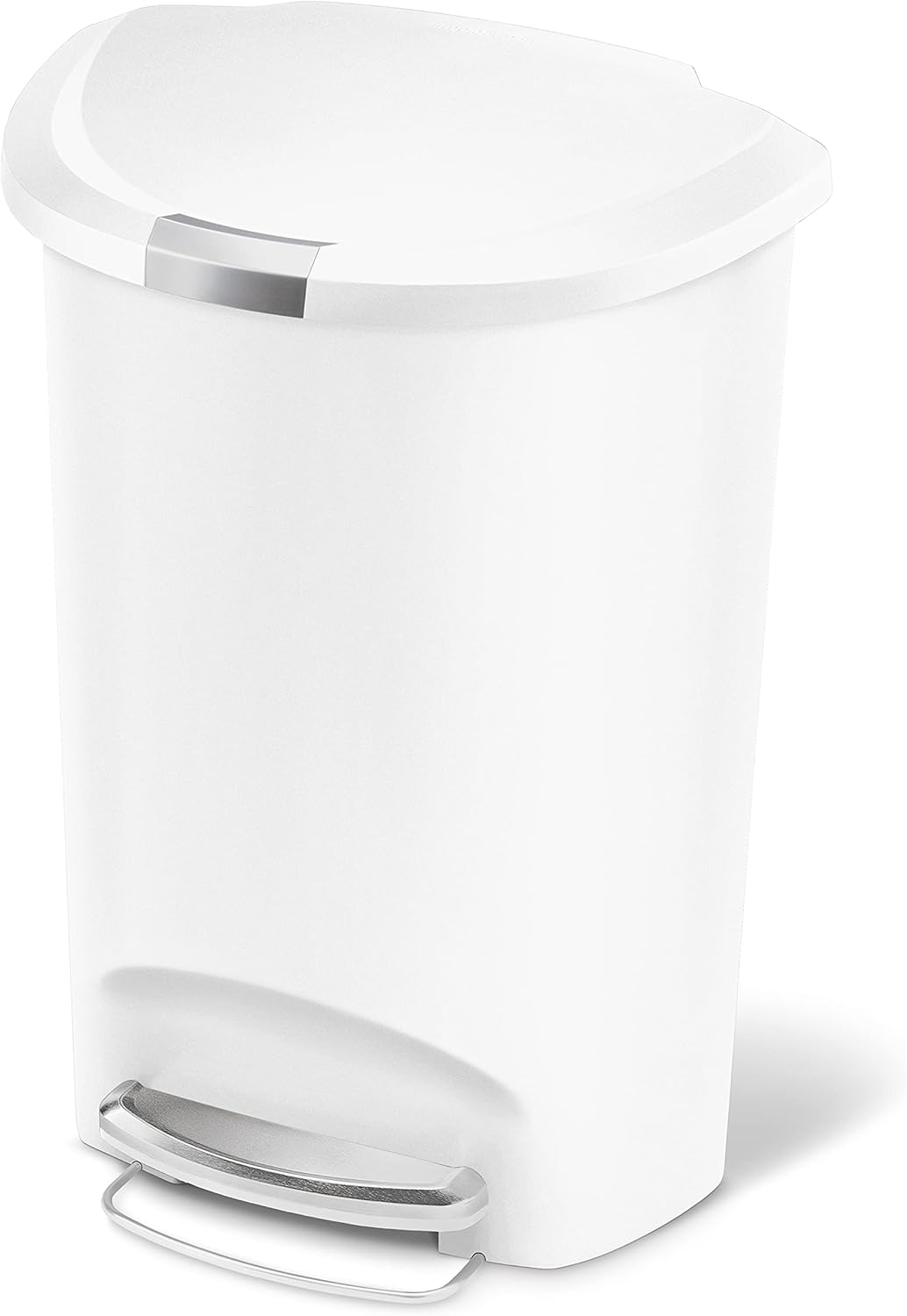 simplehuman 50 Liter / 13 Gallon Semi-Round Kitchen Step Trash Can with Secure Slide Lock, Black Plastic