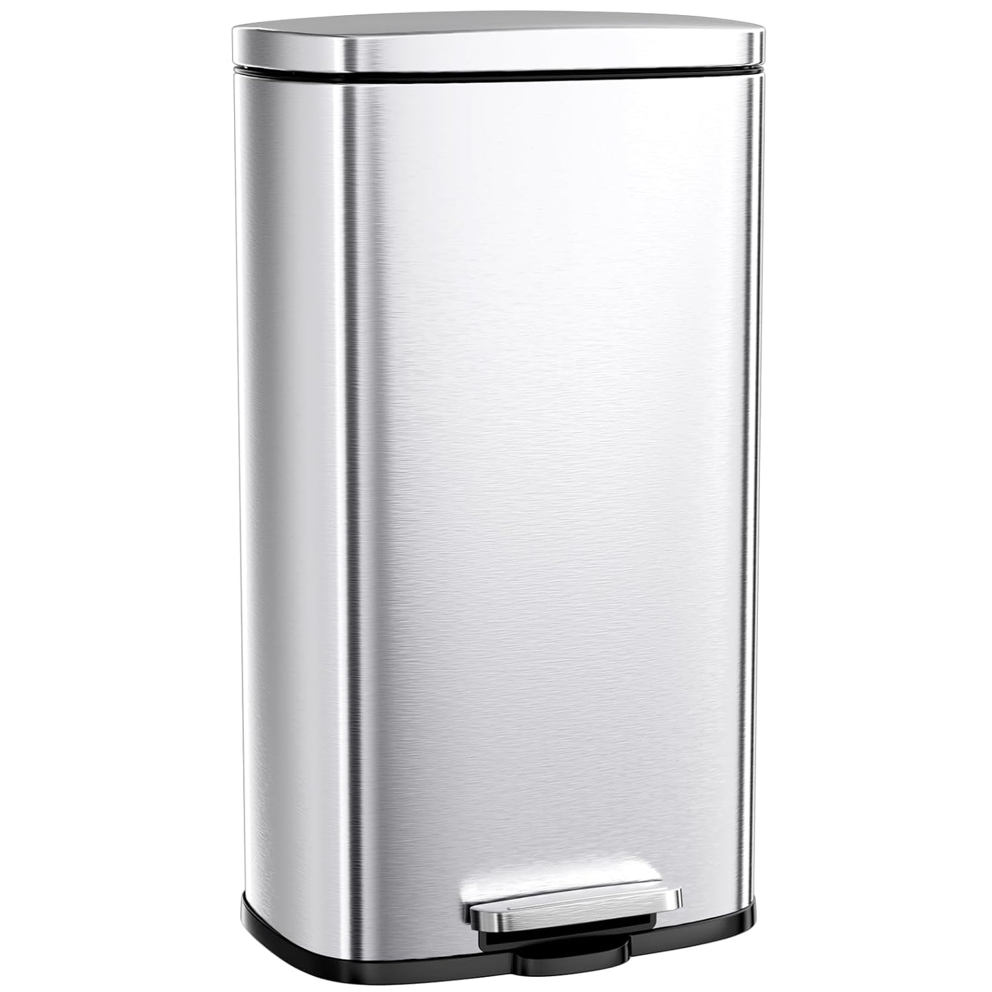 Arlopu 8/13.2 Gallon Step Trash Can, Stainless Steel Garbage Bin, Soft-Close Rubbish Bin with Removable Plastic Inner Bucket, Fingerprint-Proof, Lid Dustbin, Suit for Kitchen Home (Pink, 30L)