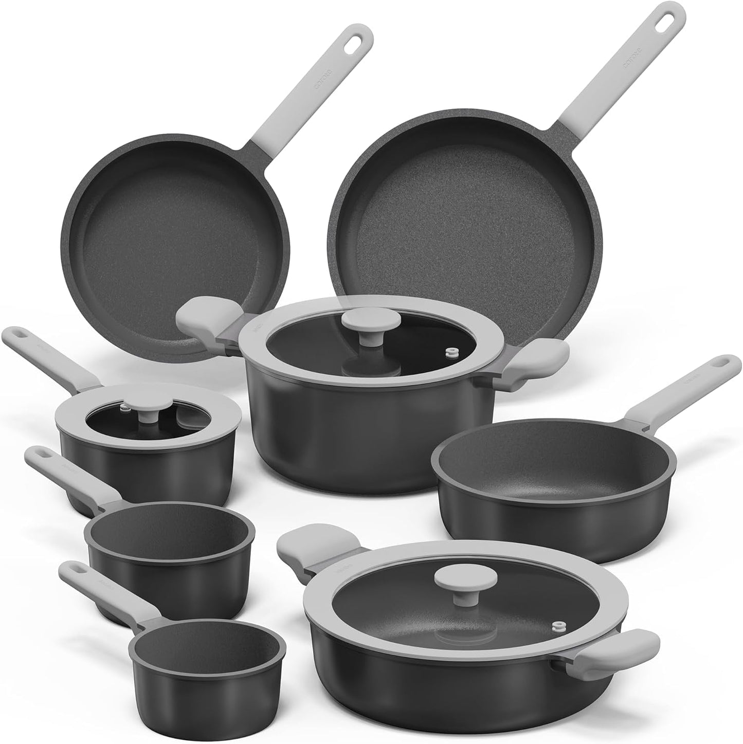 CAROTE Nonstick Pots and Pans, Induction Cookware Set 16pcs Kitchen Cooking Sets, Pot and Pan Non Stick w/Frying pan (PFOS, PFOA Free)