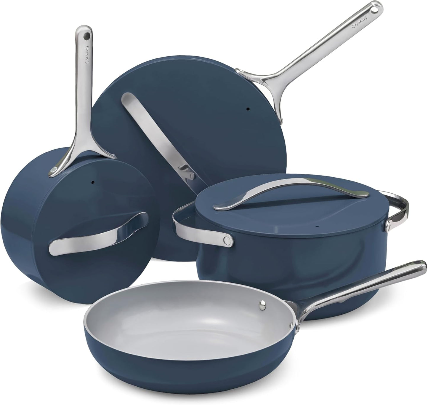 Caraway Nonstick Ceramic Cookware Set (12 Piece) Pots, Pans, Lids and Kitchen Storage - Non Toxic - Oven Safe & Compatible with All Stovetops - Sage