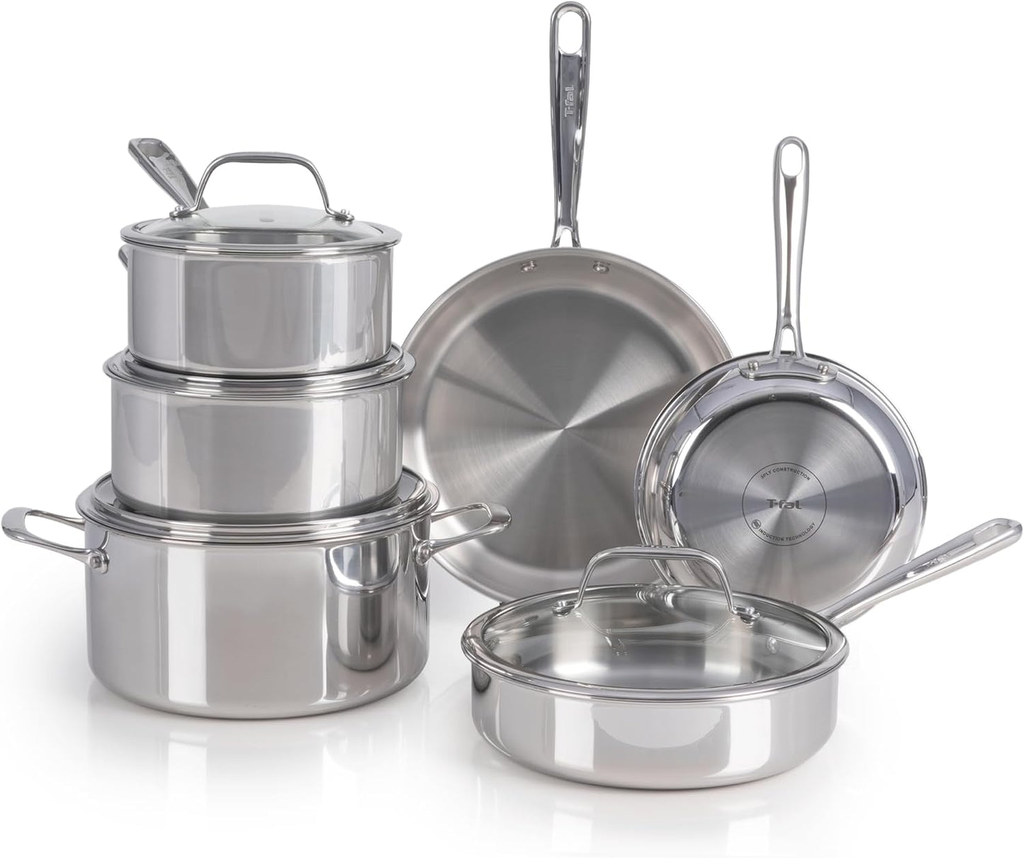 T-fal Signature Nonstick Cookware Set 12 Piece, Oven Broiler Safe 350F, Pots and Pans, Kitchen Cooking Set w/Fry Pans, Saucepans, Saute Pan, Dutch Oven, Griddle, Kitchen, Home, Dishwasher Safe, Black