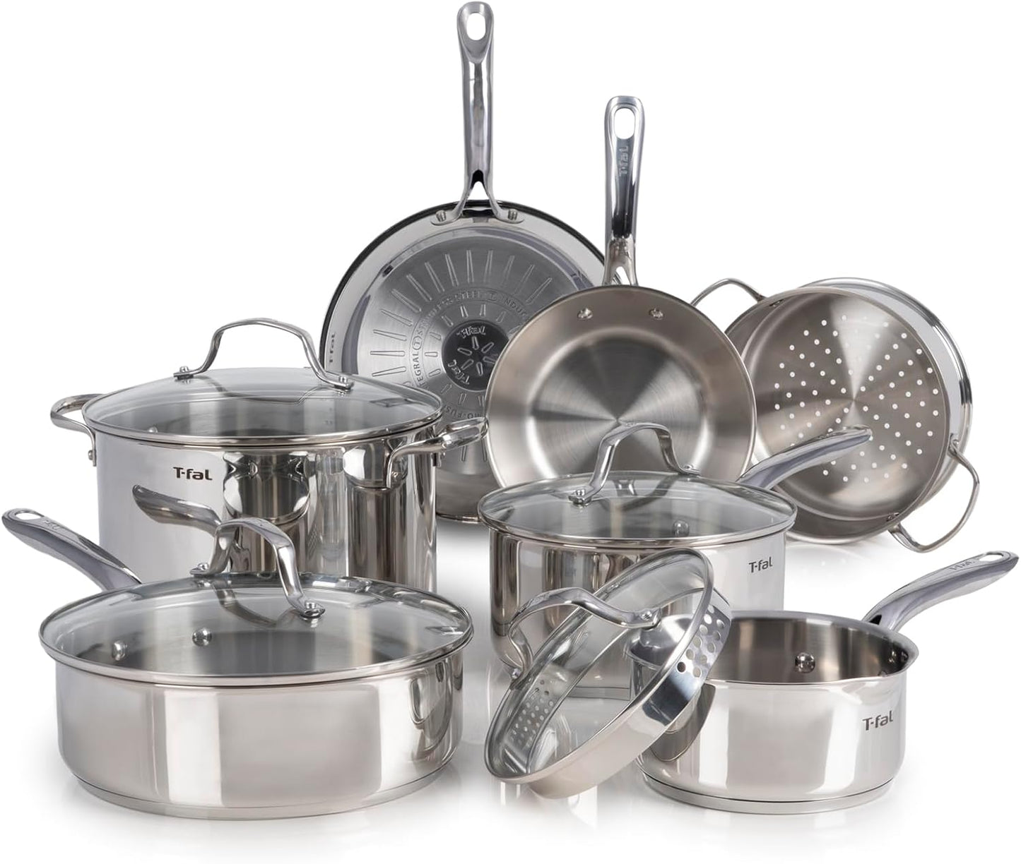 T-fal Signature Nonstick Cookware Set 12 Piece, Oven Broiler Safe 350F, Pots and Pans, Kitchen Cooking Set w/Fry Pans, Saucepans, Saute Pan, Dutch Oven, Griddle, Kitchen, Home, Dishwasher Safe, Black
