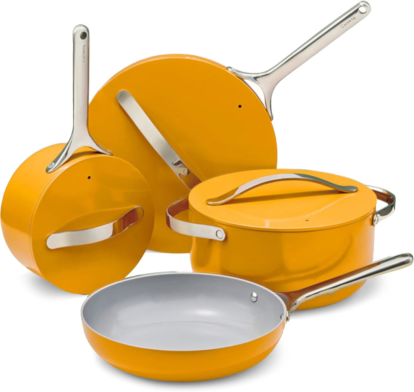Caraway Nonstick Ceramic Cookware Set (12 Piece) Pots, Pans, Lids and Kitchen Storage - Non Toxic - Oven Safe & Compatible with All Stovetops - Sage