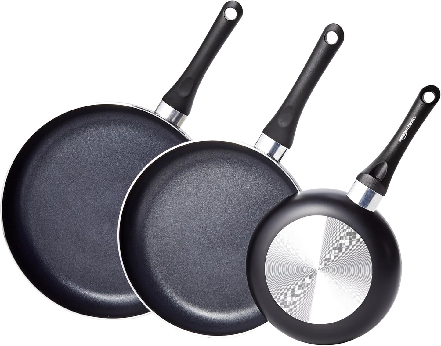 Amazon Basics Non Stick Kitchen Cookware 8-Piece Set, Non-Induction, Includes Pots and Pans, Black