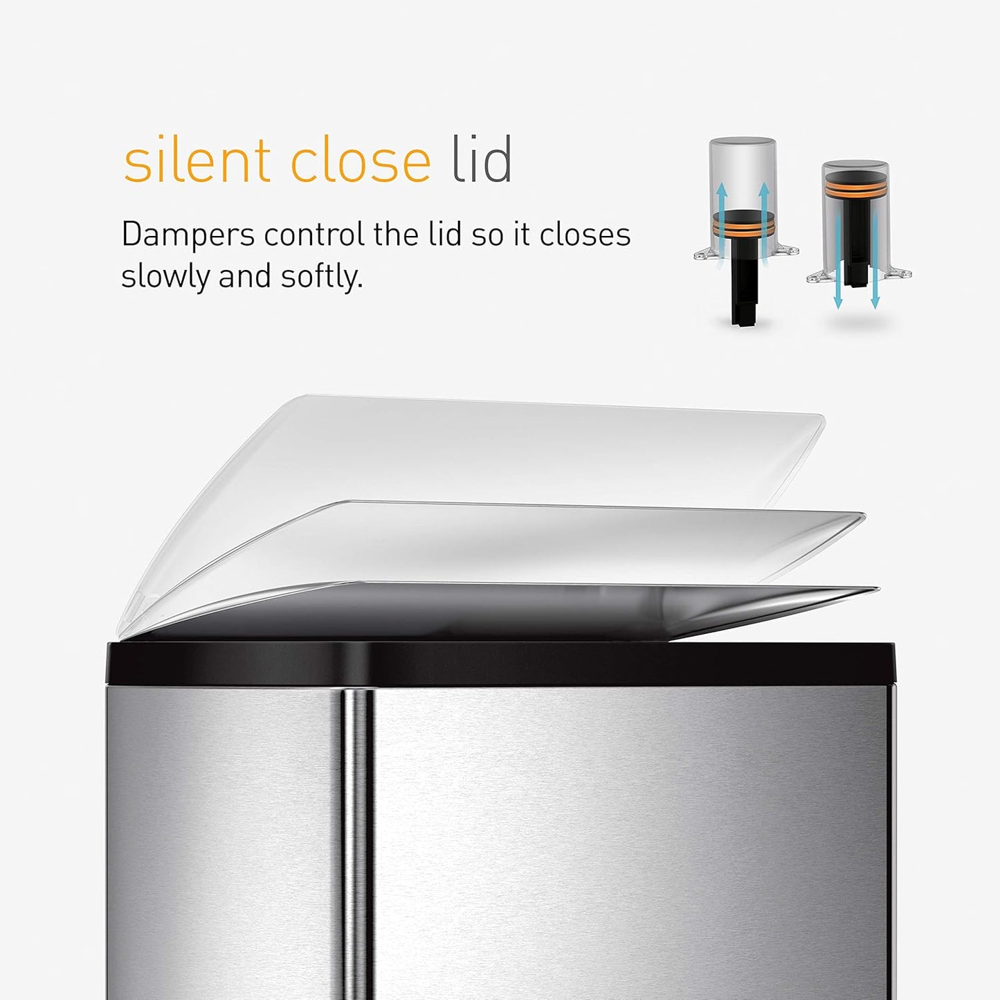 simplehuman 38 Liter / 10 Gallon Rectangular Kitchen Step Trash Can, Brushed Stainless Steel
