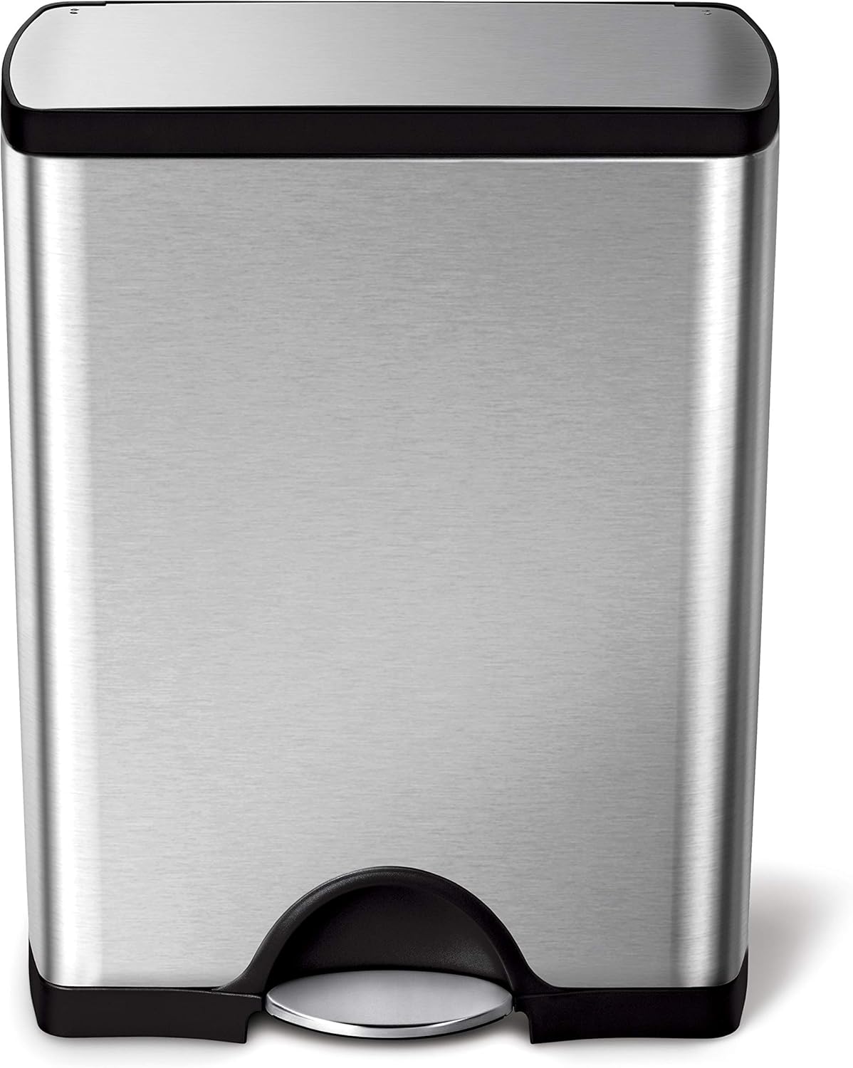 simplehuman 38 Liter / 10 Gallon Rectangular Kitchen Step Trash Can, Brushed Stainless Steel