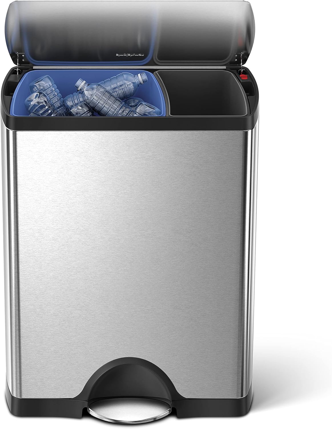simplehuman 38 Liter / 10 Gallon Rectangular Kitchen Step Trash Can, Brushed Stainless Steel