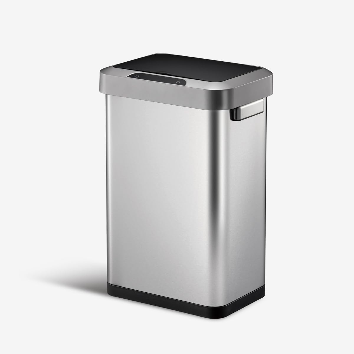 EKO Mirage-T 50 Liter / 13.2 Gallon Touchless Rectangular Motion Sensor Trash Can, Brushed Stainless Steel Finish (Matte Black)