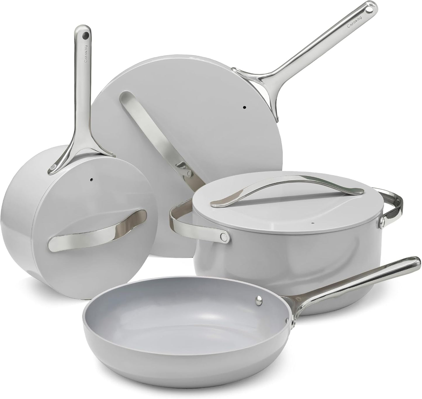 Caraway Nonstick Ceramic Cookware Set (12 Piece) Pots, Pans, Lids and Kitchen Storage - Non Toxic - Oven Safe & Compatible with All Stovetops - Sage